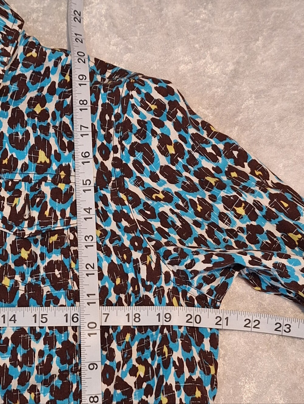 Ruby Rd. 16P Teal & Brown Leopard Print Button-Front Jacket. Linen blend. - Picture 13 of 16